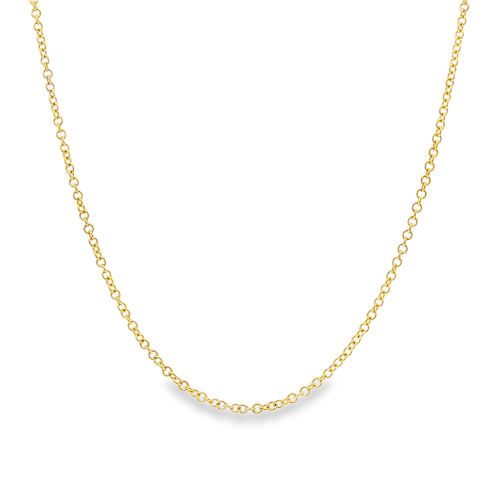 14K Yellow Gold Estate Rolo Chain Necklace – 1.3mm, 15"
