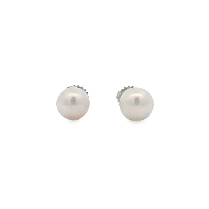 14K White Gold Freshwater Pearl Stud Earrings – 8–8.5mm