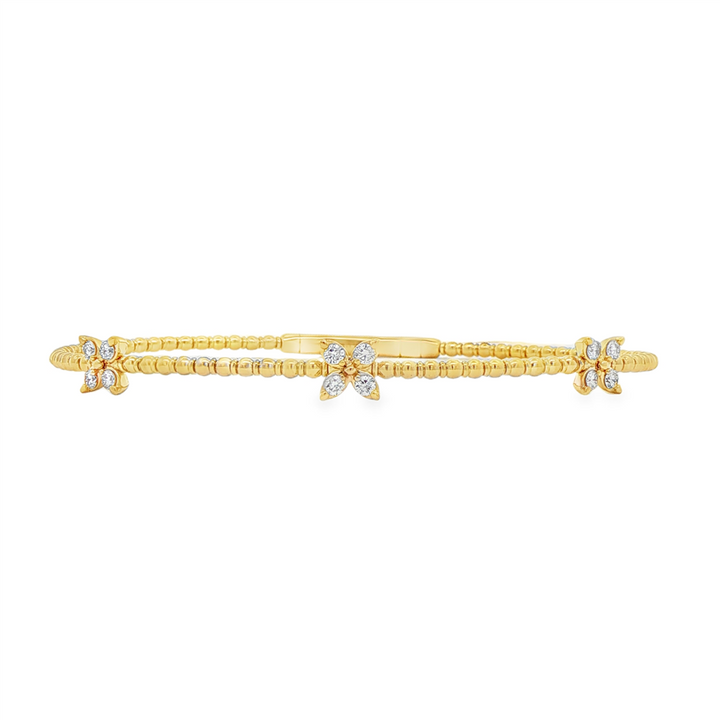 14K Yellow Gold Butterfly Flexi Natural Diamond Bangle – 0.35ctw, 5g