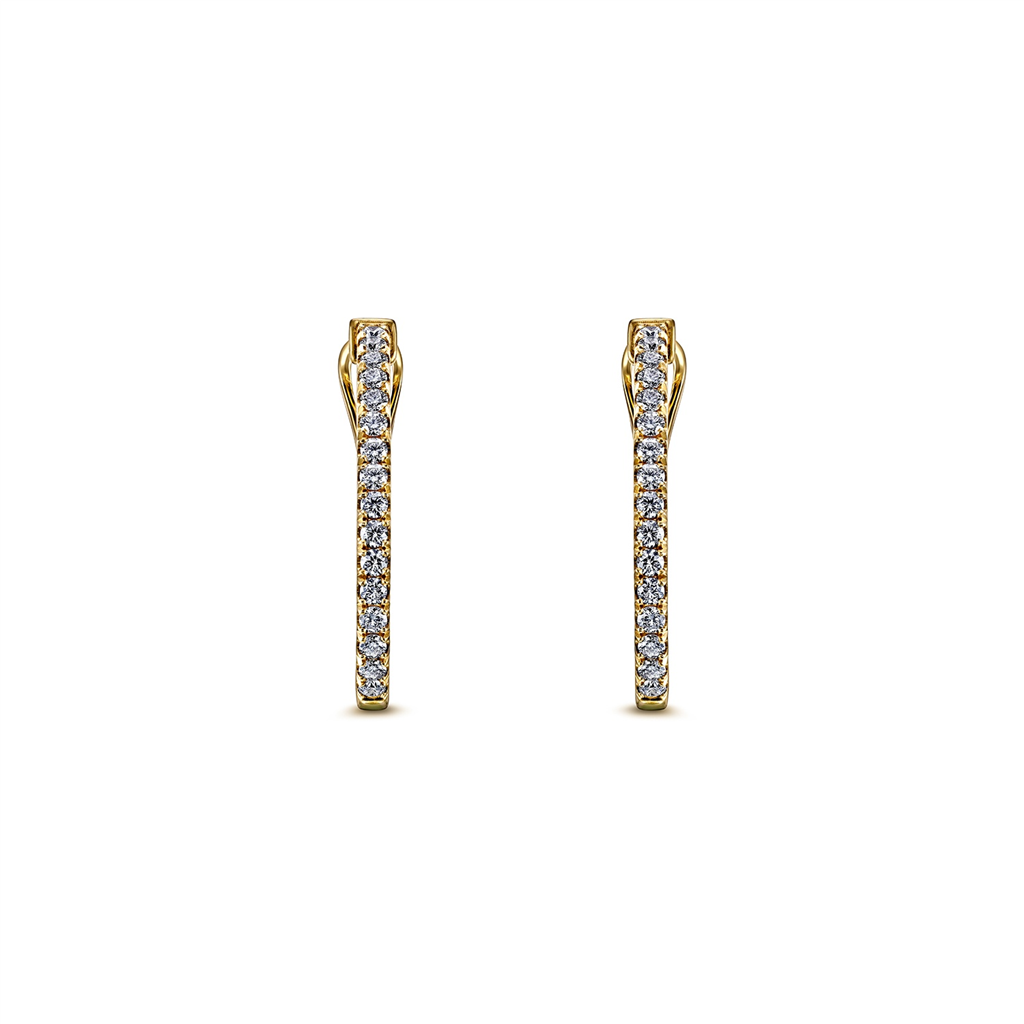 18K Yellow Gold Diamond Hoop Earrings 0.48ctw.