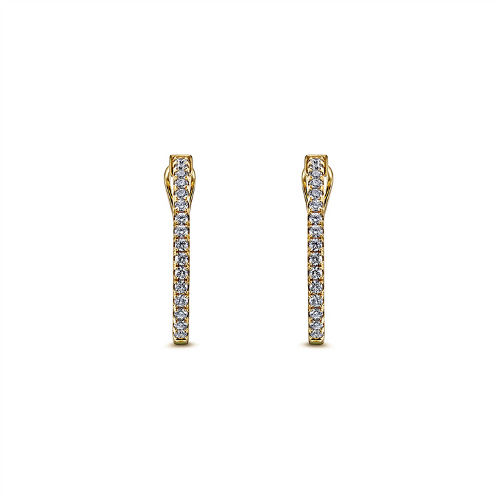 18K Yellow Gold Diamond Hoop Earrings 0.48ctw.