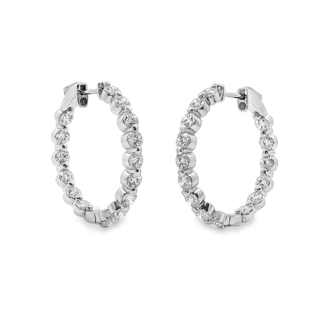 14K White Gold Inside-Out Lab Diamond Hoop Earrings – 27.4x3.5mm, 3.94ctw, 8.2g