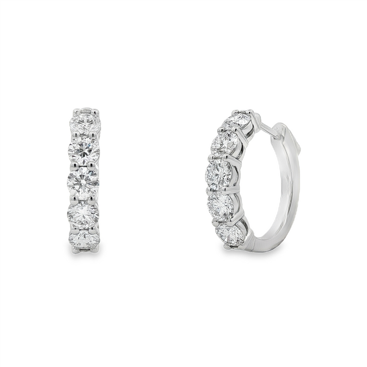 14K White Gold 19mm Lab Grown Diamond Hinged Hoop Earrings – 2.43ctw.