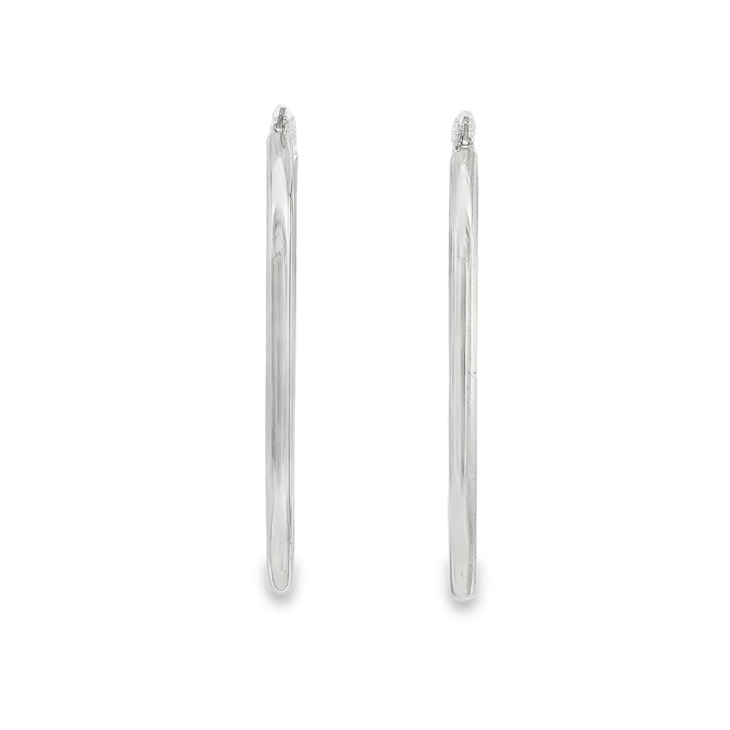 14K White Gold Large Oval Hoop Earrings – 2.5g
