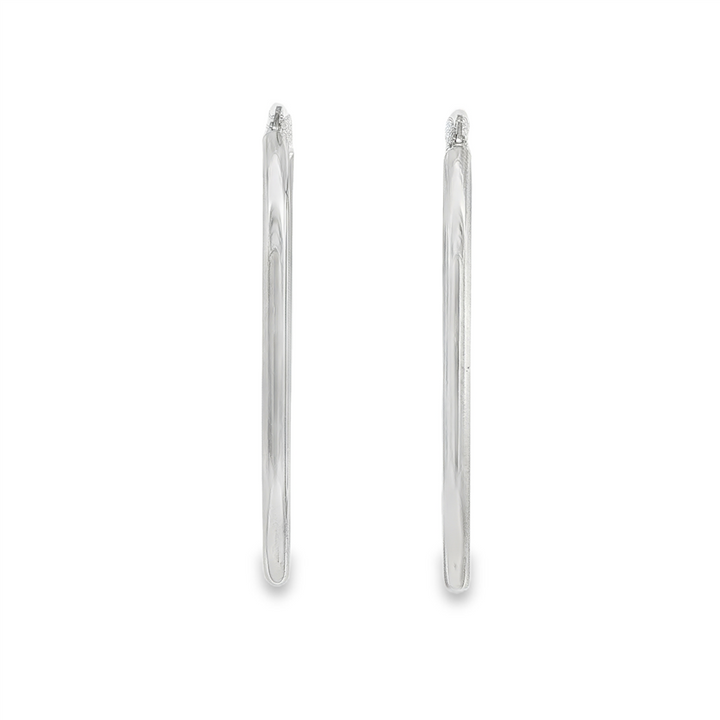 14K White Gold Large Oval Hoop Earrings – 2.5g