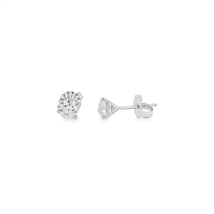 14K White Gold Natural Diamond Stud Earrings – 0.66ctw, GIA Certified, 0.8g