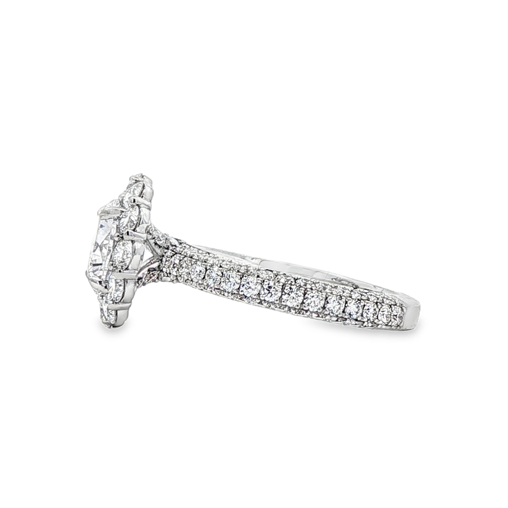 18K White Gold Halo Diamond Semi-Mount Engagement Ring – 2.11ctw.