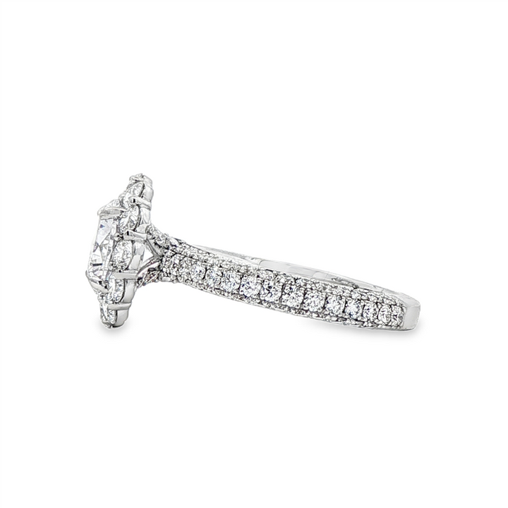 18K White Gold Halo Diamond Semi-Mount Engagement Ring – 2.11ctw.