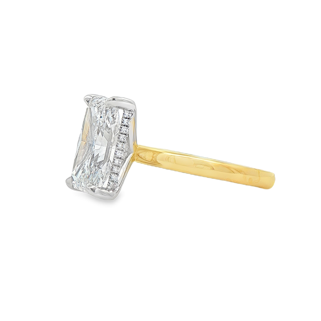 18K Yellow Gold & Platinum Hidden Halo Lab Grown Diamond Semi-Mount Engagement Ring