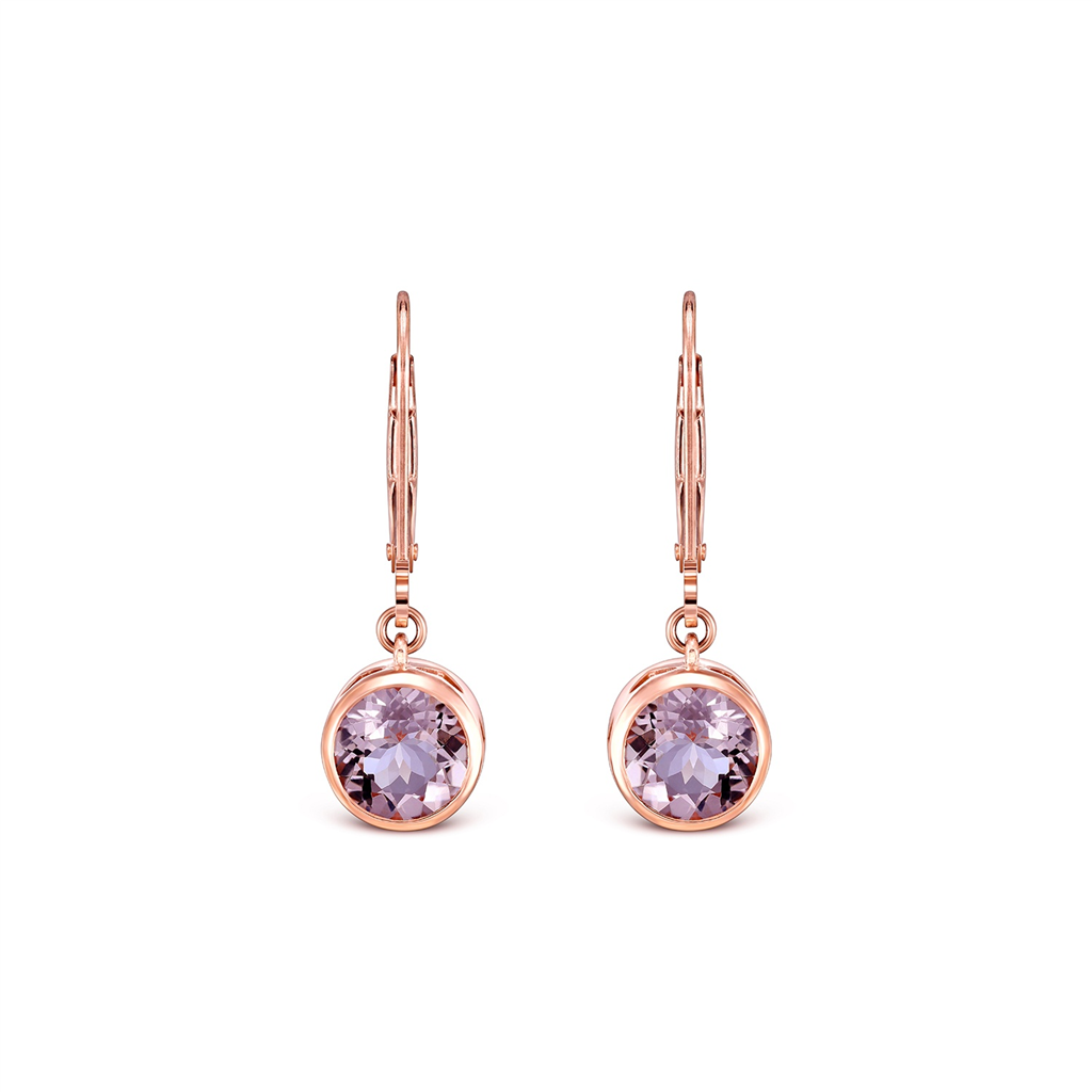 14K Rose Gold Hanging Morganite Earrings 3.17ctw.