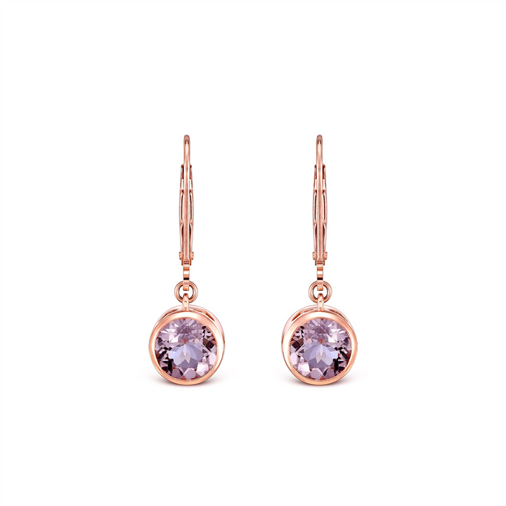 14K Rose Gold Hanging Morganite Earrings 3.17ctw.