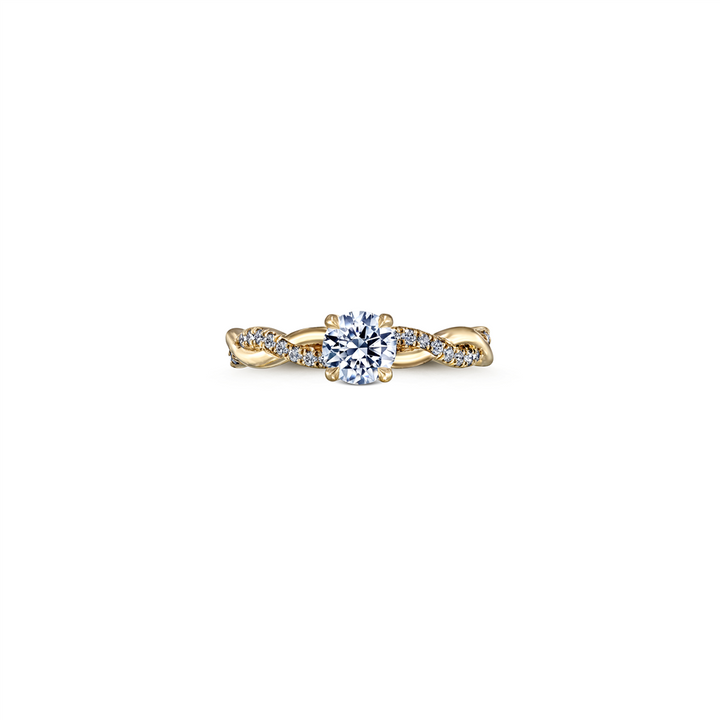 14K Yellow Gold Twist Semi-Mount Engagement Ring 0.27ctw.