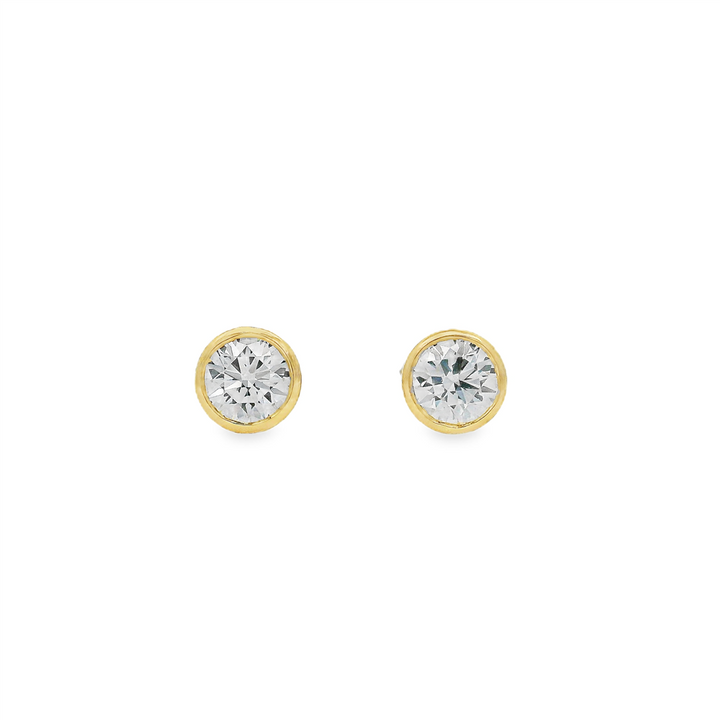 14K Yellow Gold Bezel Set Lab Grown Diamond Stud Earrings – 1.56ctw.