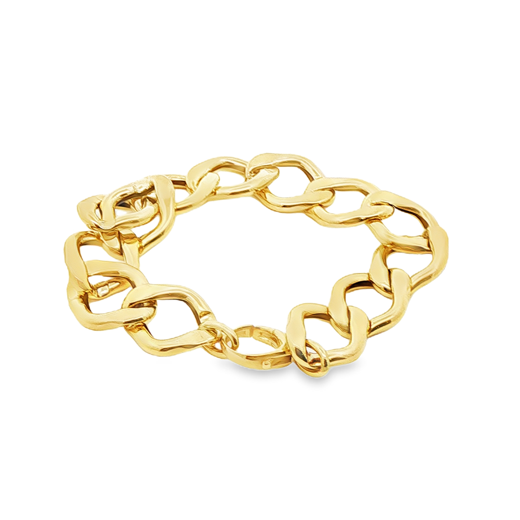 14K Yellow Gold Hollow Link Bracelet – 14.8mm, 7.75", 8.6g