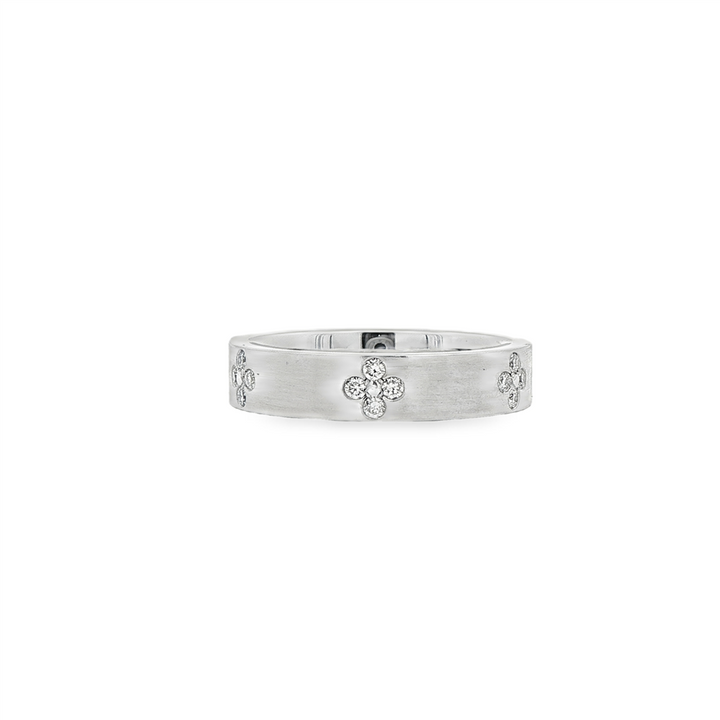 14K White Gold Lab Diamond Clover Band – 0.24ctw, Matte Finish, Size 6.25, 5g