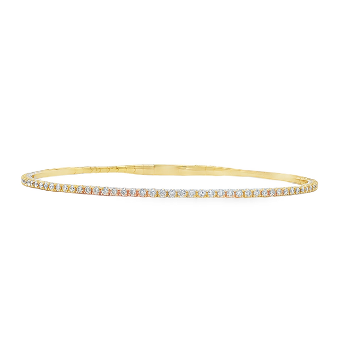 14K Yellow Gold Natural Diamond Flexi Bangle – 0.55ctw, 4.8g