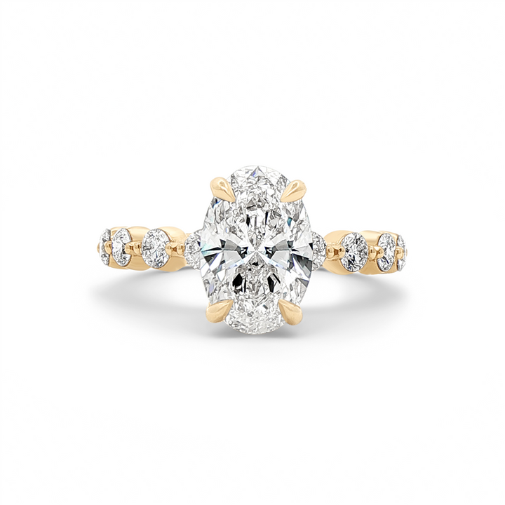 14K Yellow Gold Bubble Lab Grown Diamond Semi-Mount Engagement Ring (Oval)