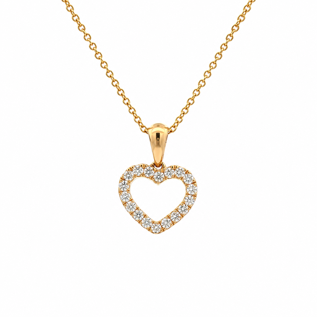 14K Yellow Gold 0.22ctw Natural Diamond Heart Pendant