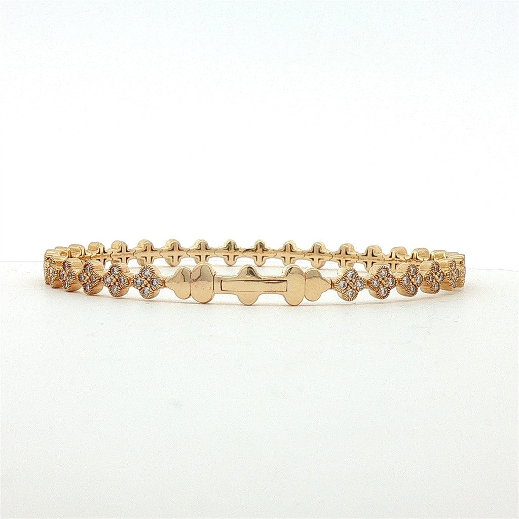 14K Yellow Gold Natural Diamond Clover Flexible Bangle – 1.15 Carats