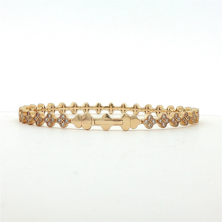 14K Yellow Gold Natural Diamond Clover Flexible Bangle – 1.15 Carats