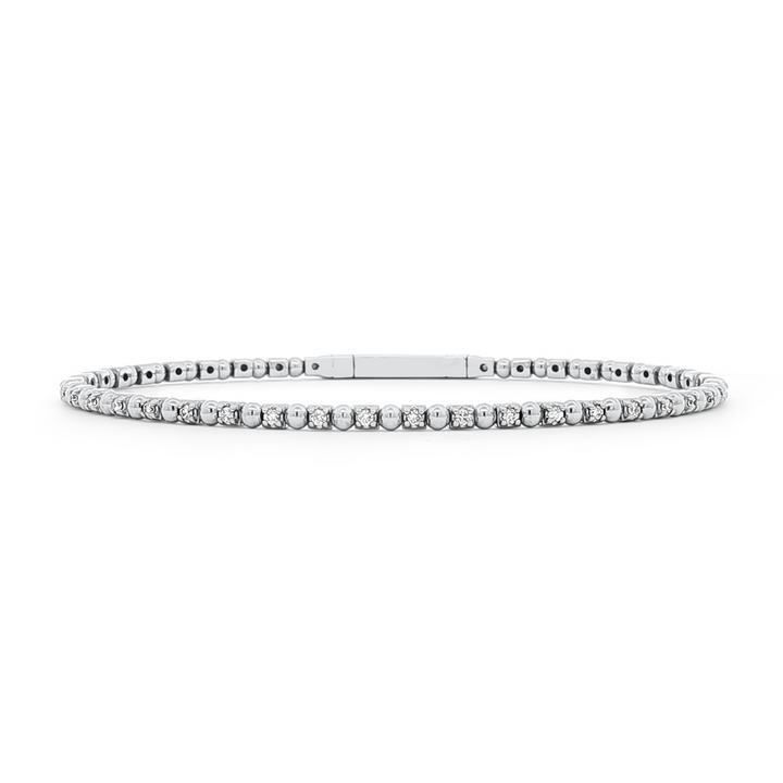 14K White Gold Diamond and Bead Flexi Bracelet – 0.38ctw.