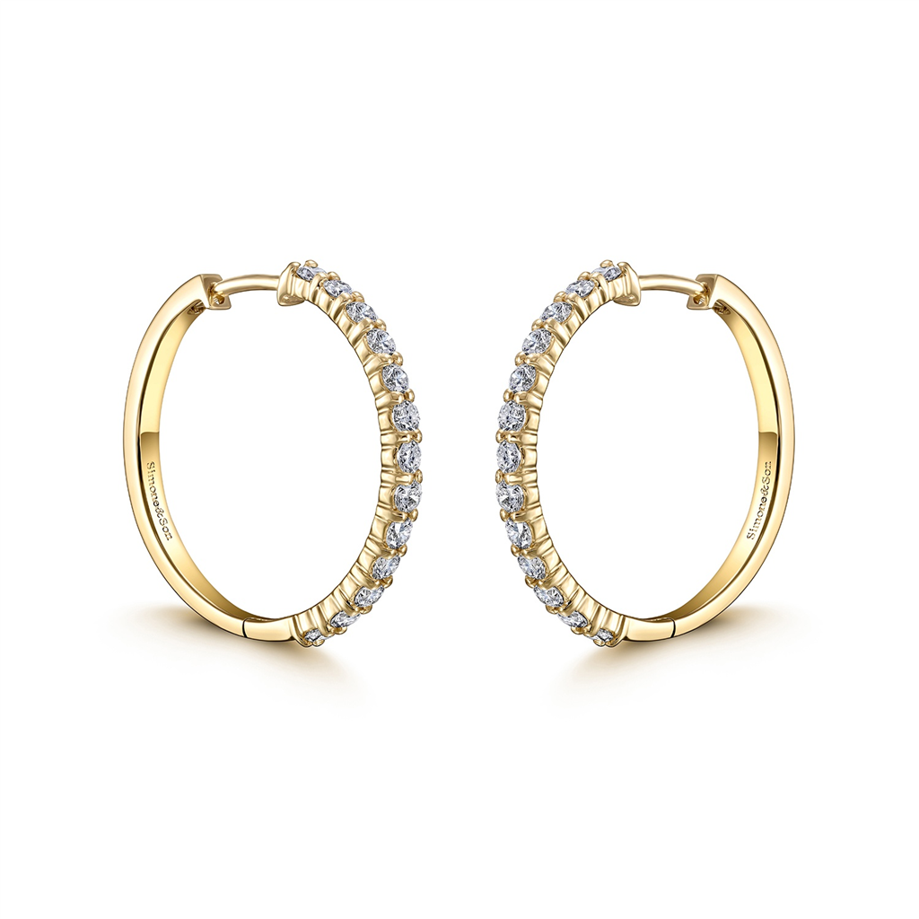 14K Yellow Gold Diamond Hoop Eearings - 0.91ctw.