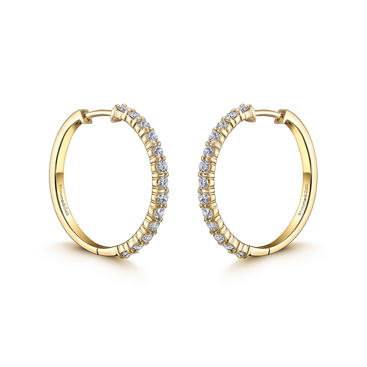 14K Yellow Gold Diamond Hoop Eearings - 0.91ctw.