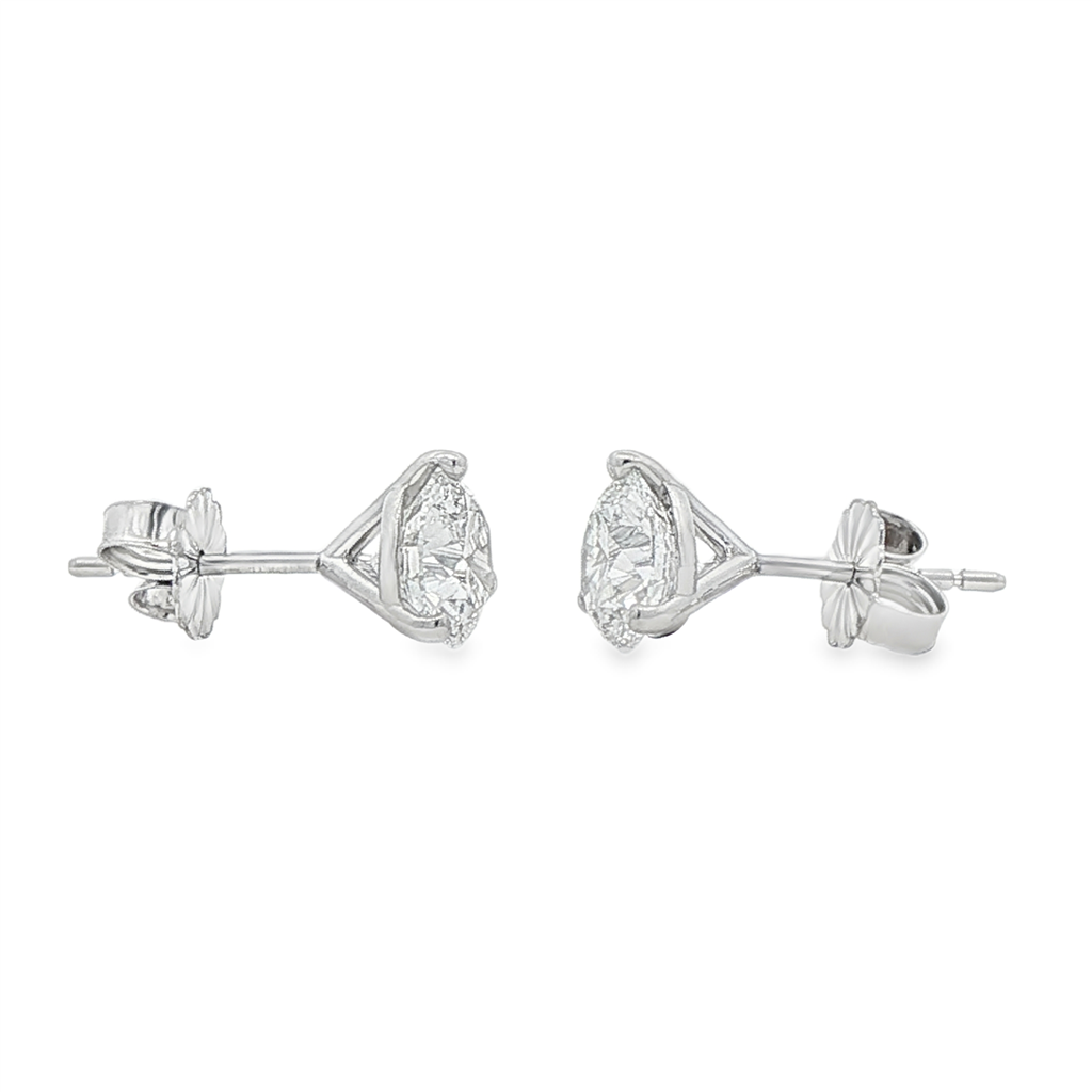 14K White Gold Lab Diamond Stud Earrings – 2.06ctw, VVS2-D