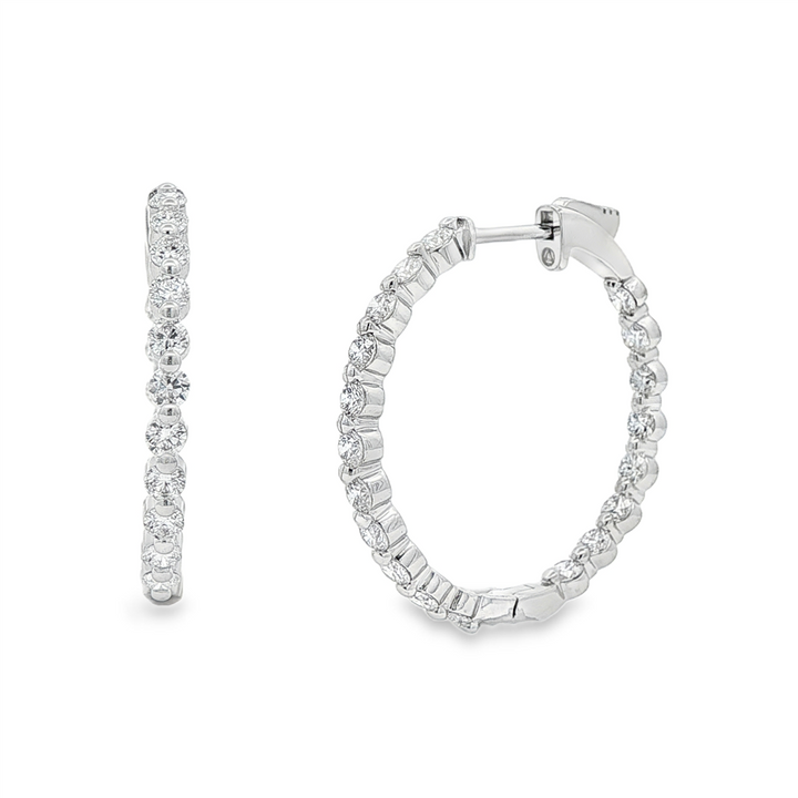 14K White Gold Inside-Out Lab Diamond Hoop Earrings – 2.09ctw.