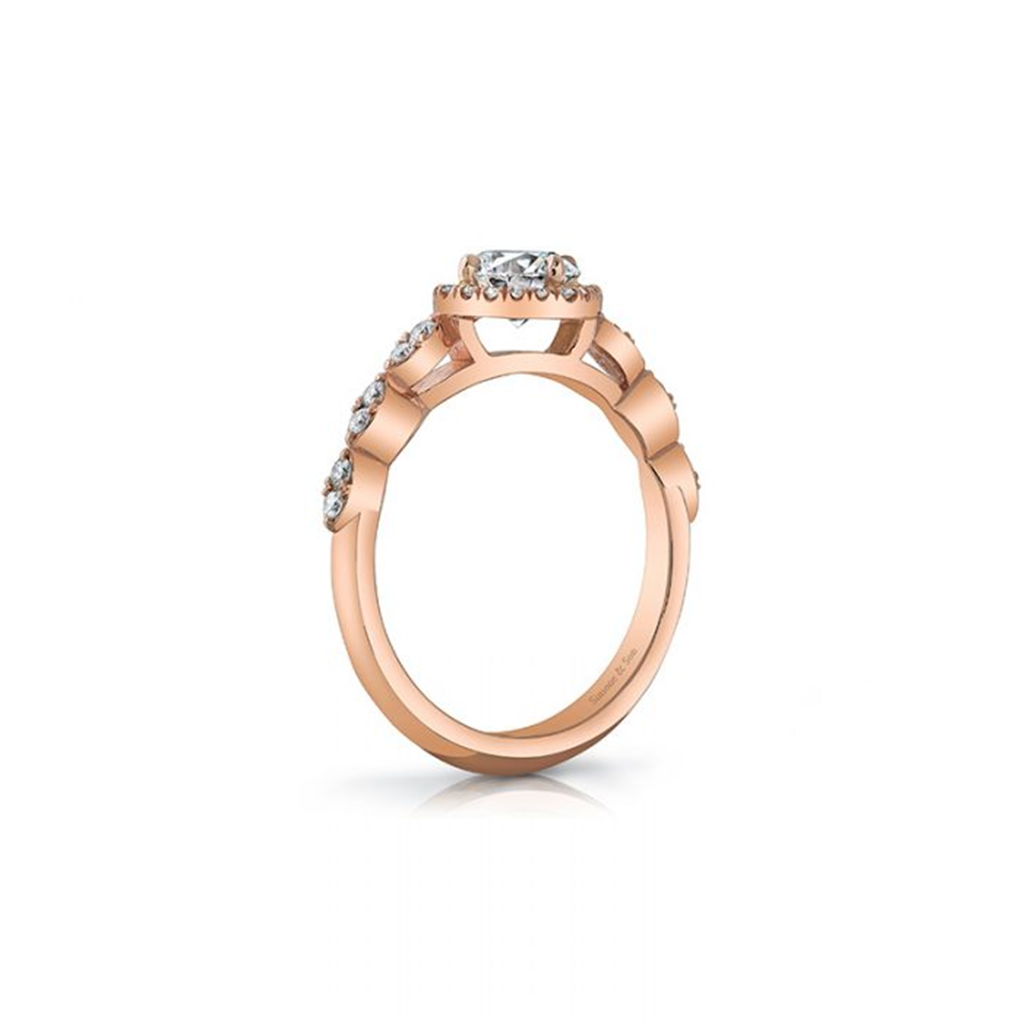 14K Rose Gold Diamond Halo Semi-Mount Engagement Ring 0.24ctw.