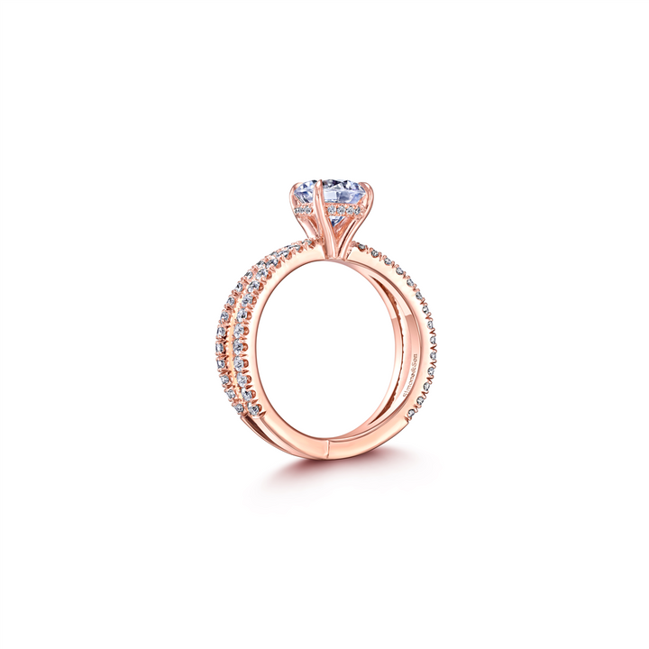 14K Rose Gold Diamond Double Shank Semi-Mount Engagement Ring 1.00ctw.