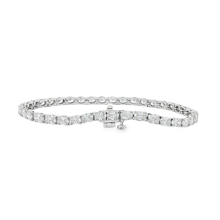 14K White Gold Lab-Grown Oval Diamond Tennis Bracelet – 7", approx. 6.71 CTW, 8.8g