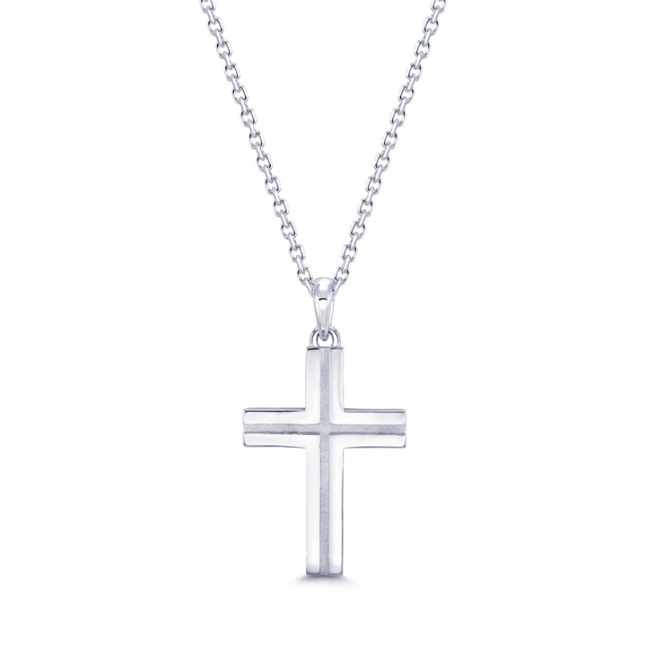 14K White Gold Cross Pendant