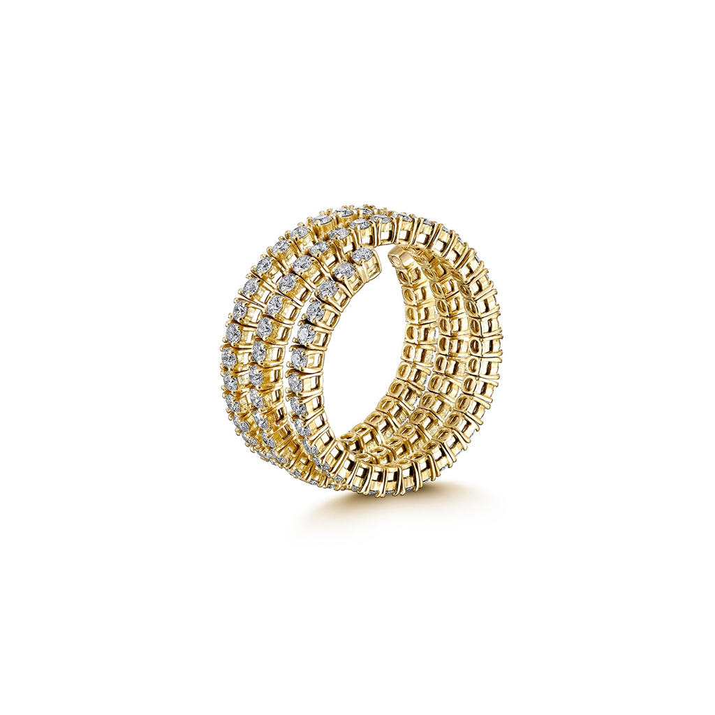 18K Yellow Gold Spiral Eternity Ring 1.89ctw.