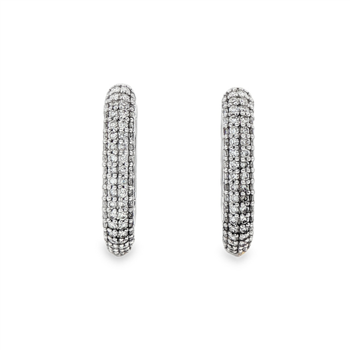 14K White Gold 16.5x3.2mm Square/Oval Natural Diamond Hoop Earrings – 0.59ctw.