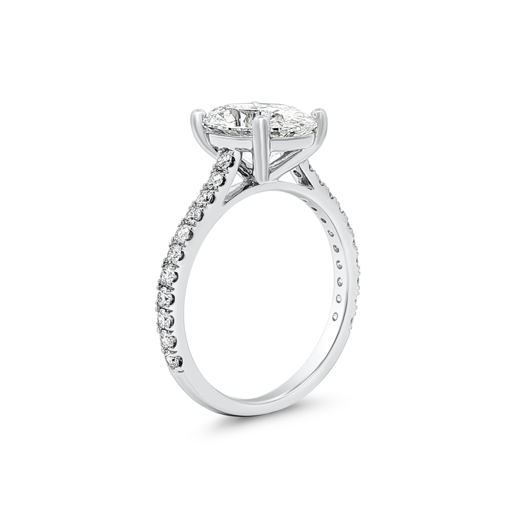 14K White Gold 2.56ct Lab Grown Oval Diamond Engagement Ring