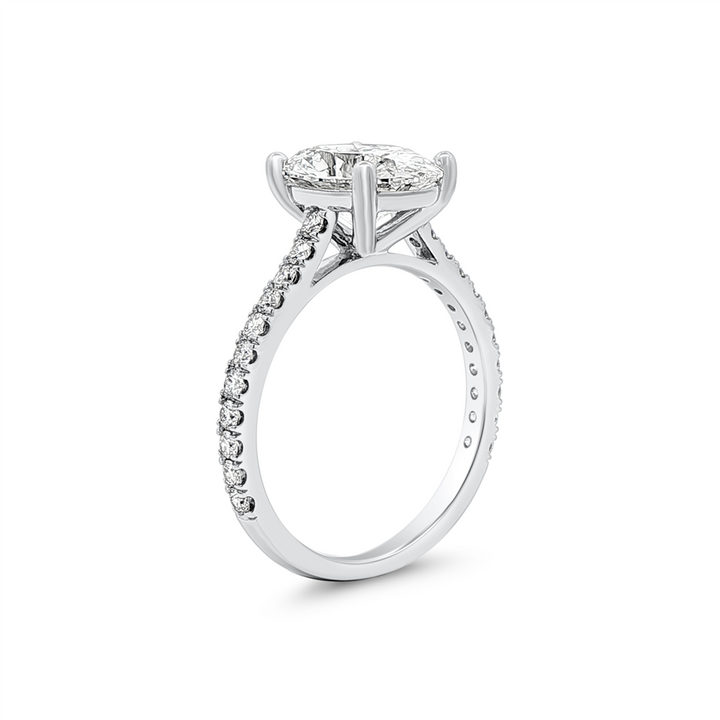 14K White Gold 2.56ct Lab Grown Oval Diamond Engagement Ring