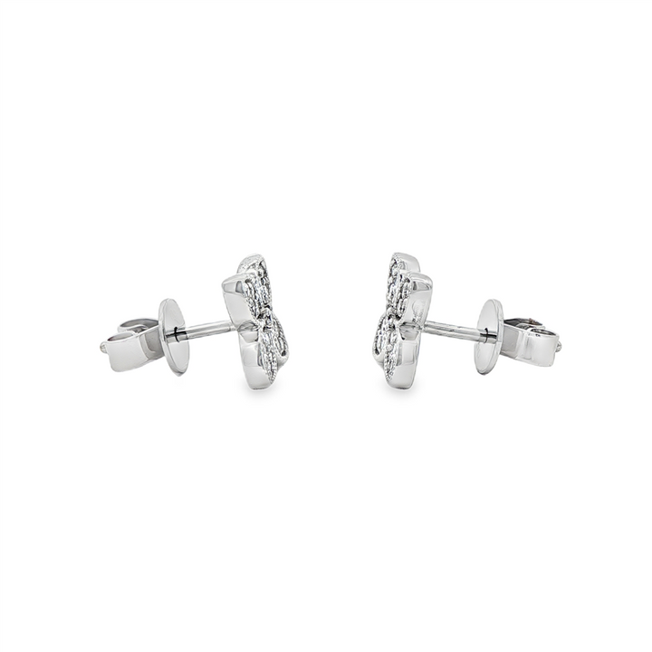 18K White Gold 4-Petal Flower Diamond Stud Earrings – 0.30ctw.