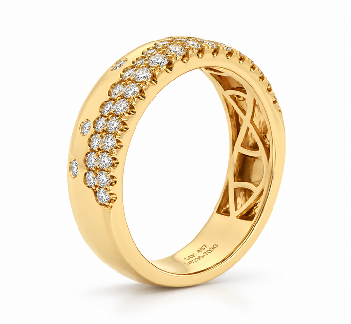 14K Yellow Gold Wide Pavé Natural Diamond Band – 0.45ctw