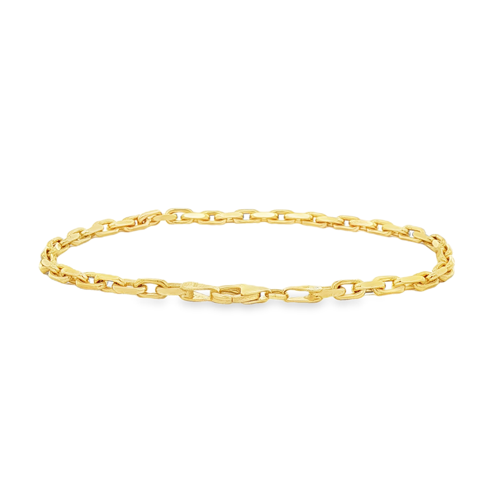 14K Yellow Gold Diamond-Cut Anchor Bracelet – 8"