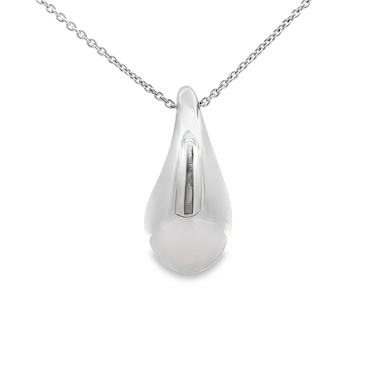 14K White Gold Large Teardrop Necklace – 18"
