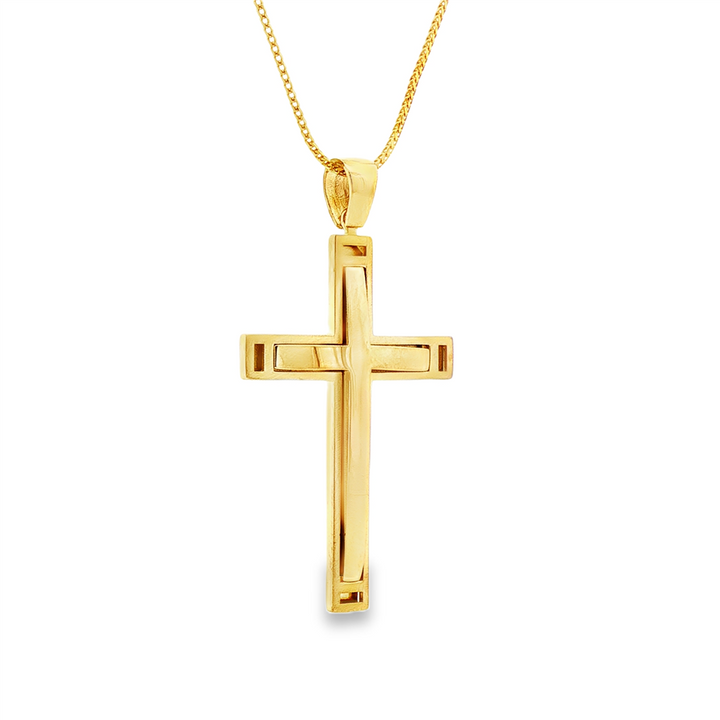 14KY Men’s 3D Cross Pendant – 39mm, 4.3g