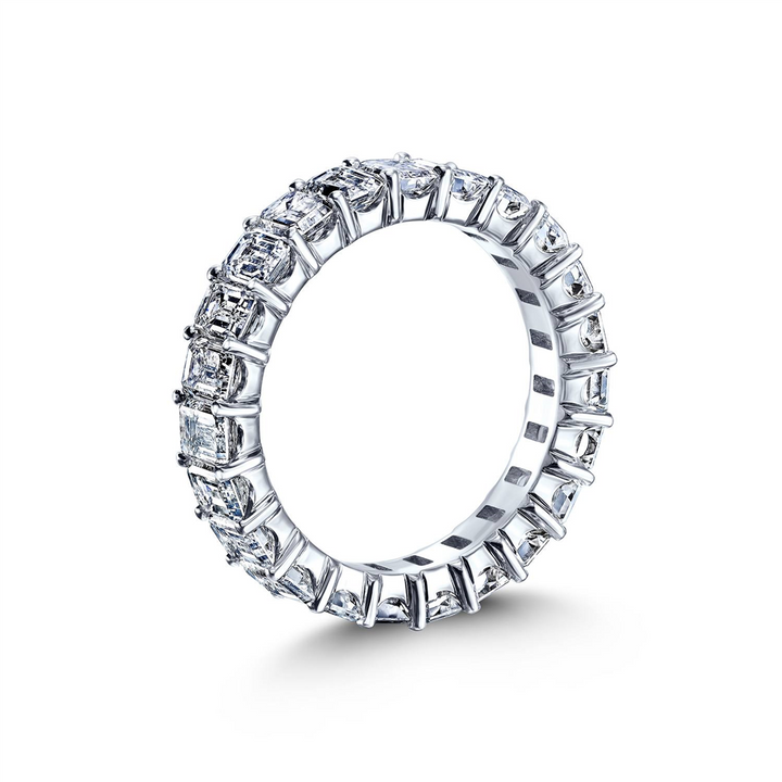 Platinum Emerald Cut Eternity Band Natural diamonds - 4.40ctw.