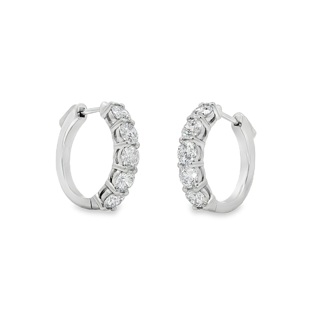 14K White Gold 19mm Lab Grown Diamond Hinged Hoop Earrings – 2.43ctw.