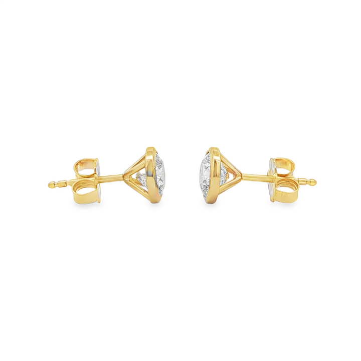 14K Yellow Gold Lab Diamond Bezel Stud Earrings – 1.51ctw, VVS2-D, IGI Certified