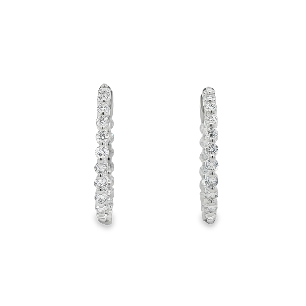 14K White Gold 27mm Inside-Out Lab Grown Diamond Hoop Earrings – 2.09ctw.