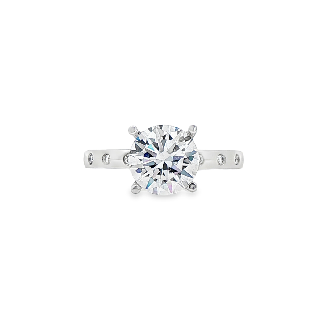 14K White Gold Lab-Grown Diamond Semi-Mount Engagement Ring – 0.06ctw