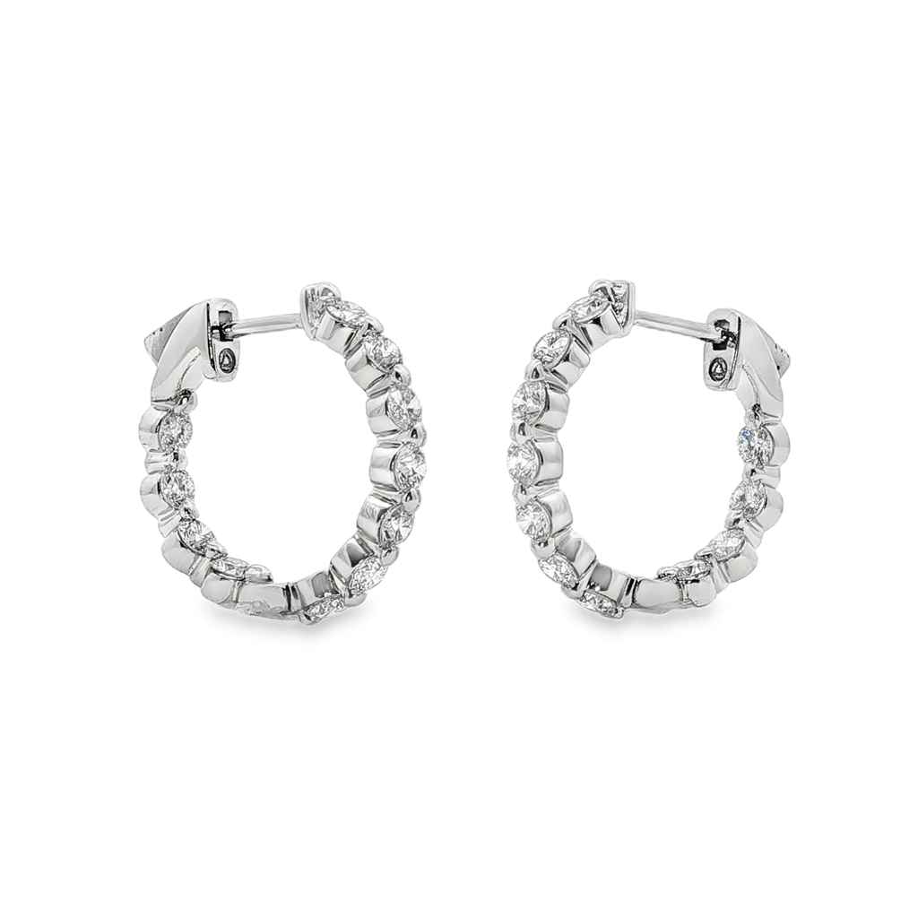 14K White Gold Inside-Out Lab Diamond Hoop Earrings – 19.8x3mm, 1.96ctw, 5g