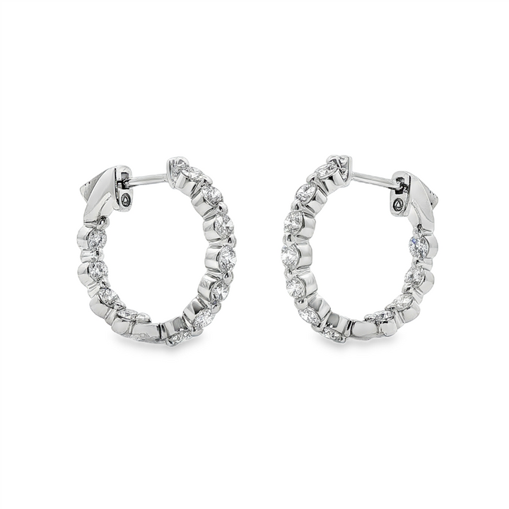 14K White Gold Inside-Out Lab Diamond Hoop Earrings – 19.8x3mm, 1.96ctw, 5g