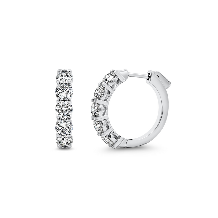 14K White Gold 19mm Lab Grown Diamond Hinged Hoop Earrings – 2.43ctw.